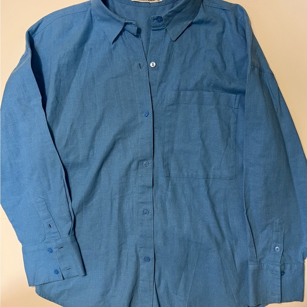 Abercrombie & Fitch Vibrant Blue Button-Down Shirt